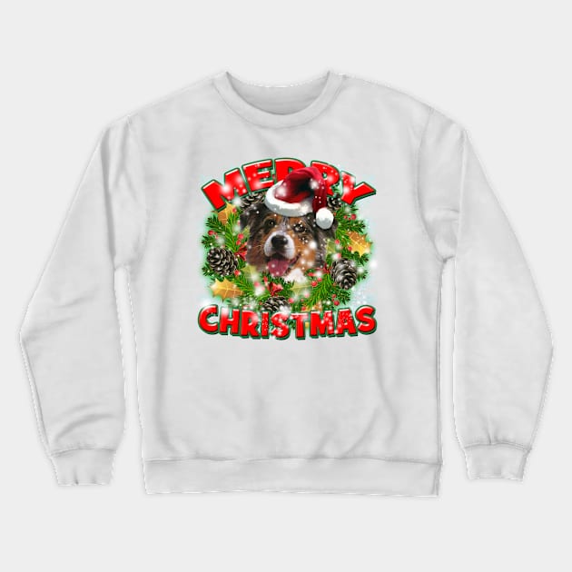 Merry Christmas Aussie Dog Gift Crewneck Sweatshirt by Just Another Shirt